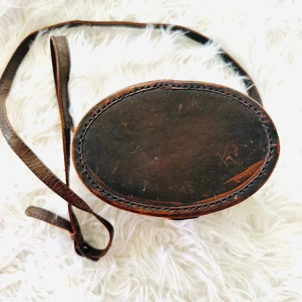 Vintage Leather Covered Miniature Bow Box Purse Boho Bag - Picture 3 of 8